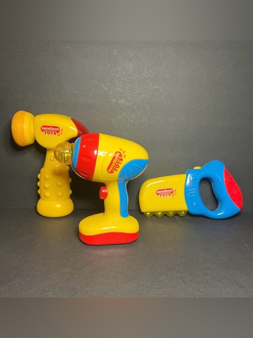Set of 3 Intellect Yellow Battery Operated Light Up & Sound Kids Tool Toys READ